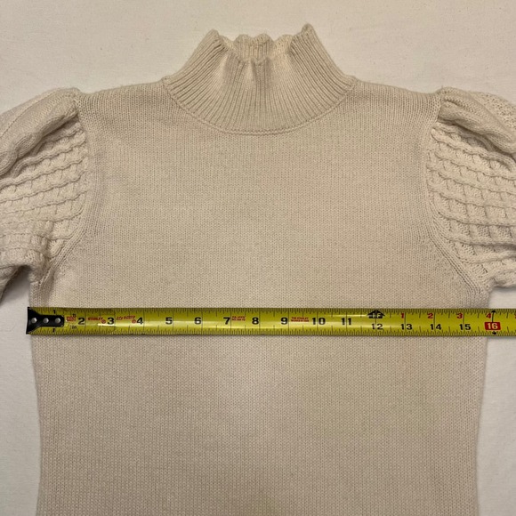 BB Dakota‎ Cream Cable Knit Cottagecore Soft Girl Puff Sleeve Sweater Dress XS - Picture 6 of 9